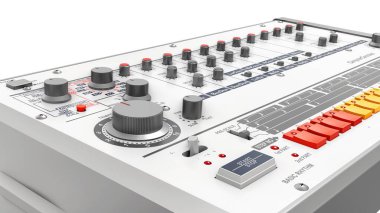 retro davul makinesi 3D illüstrasyon.