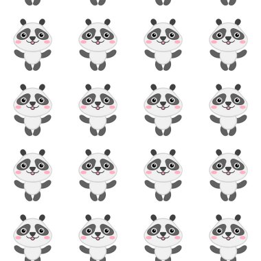 Şirin panda çizgi filmi. Çocuklar, tekstil, kalıp kumaş, duvar kağıdı için Hayvan Deseni Vektör arka planı