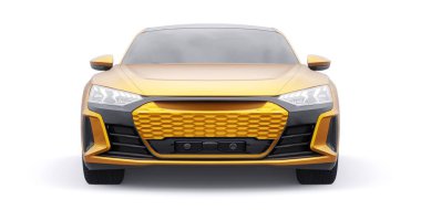 Premium elektrikli spor sedan. Araba beyaz arka planda izole edilmiş. 3d oluşturma