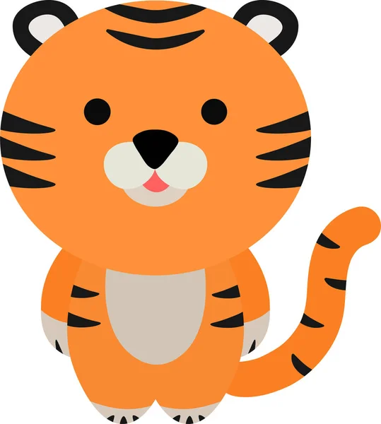Τίγρης Χαριτωμένος Χαρακτήρας Χειροκίνητη Διανυσματική Απεικόνιση — Διανυσματικό Αρχείο