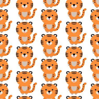 kaplan sevimli karakter modeli. El çizimi vektör illüstrasyonu