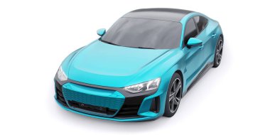 Premium elektrikli spor sedan. Araba beyaz arka planda izole edilmiş. 3d oluşturma