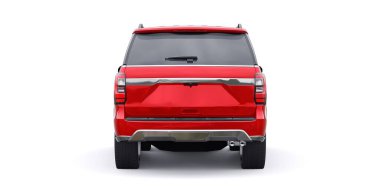 Kırmızı Premium Ailesi SUV beyaz arka planda izole edildi. 3d oluşturma.