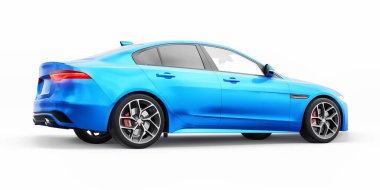 Blue Premium spor sedan. 3B illüstrasyon.