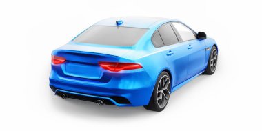 Blue Premium spor sedan. 3B illüstrasyon.