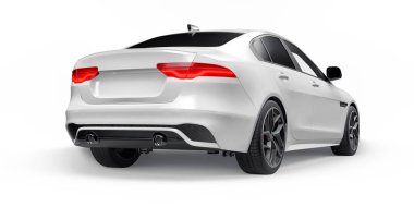 Beyaz birinci sınıf spor sedan. 3B illüstrasyon.