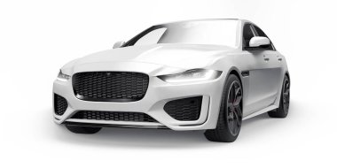 Beyaz birinci sınıf spor sedan. 3B illüstrasyon.