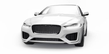 Beyaz birinci sınıf spor sedan. 3B illüstrasyon.