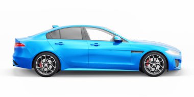 Blue Premium spor sedan. 3B illüstrasyon.