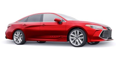 Tula, Rusya. 30 Ocak 2022: Toyota Avalon 2020. İş ve aile için büyük, kırmızı bir sedan. 3B illüstrasyon.