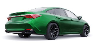 Tula, Rusya. 30 Ocak 2022: Toyota Avalon 2020. İş ve aile için büyük, yeşil bir sedan. 3B illüstrasyon.