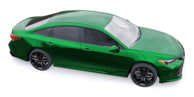 Tula, Rusya. 30 Ocak 2022: Toyota Avalon 2020. İş ve aile için büyük, yeşil bir sedan. 3B illüstrasyon.