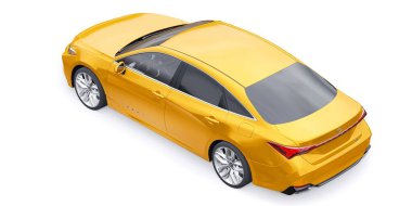 Tula, Rusya. 30 Ocak 2022: Toyota Avalon 2020. İş ve aile için sarı, büyük bir sedan. 3B illüstrasyon.