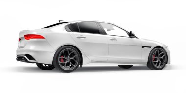 Beyaz birinci sınıf spor sedan. 3B illüstrasyon.