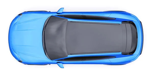 Kék Elektromos Sportkocsi Városi Vidéki Területeken Renderelés — Stock Fotó