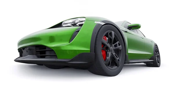 Groene Elektrische Sportwagen Voor Stedelijke Landelijke Gebieden Destructie — Stockfoto