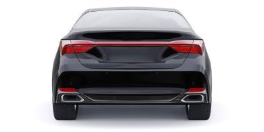 İş ve aile için büyük siyah bir sedan. 3B illüstrasyon.