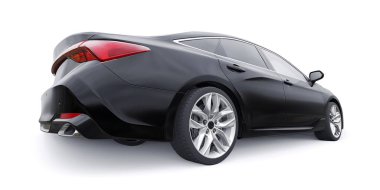 İş ve aile için büyük siyah bir sedan. 3B illüstrasyon.