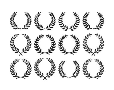 Laurel leaf Wreath Clip art vector of Laurus Nobilis tree silhouette Clipart, isolated on white background.