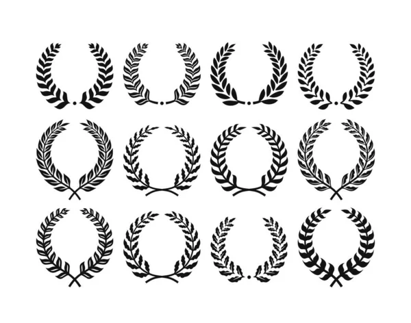 Laurel leaf Wreath Clip art vector of Laurus Nobilis tree silhouette Clipart, isolated on white background.