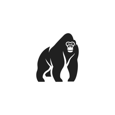 gorillas silhouette clipart of gorilla logo vector animal symbol, isolated on white background