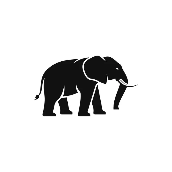 Elephants Silhouette Clipart Elephant Logo Vector Animal Symbol Isolated White — Vetor de Stock