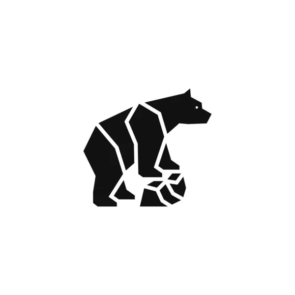 Bears Silhouette Clipart Bear Logo Vector Animal Symbol Isolated White — Stok Vektör