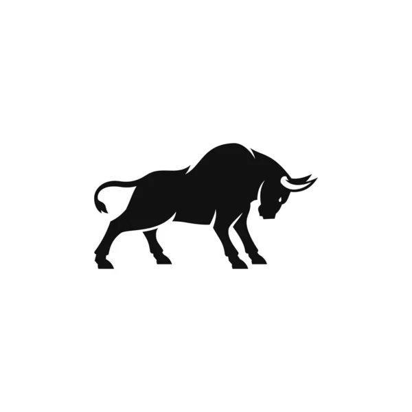Bulls Silhouette Clipart Bull Logo Vector Animal Symbol Isolated White - Stok Vektor