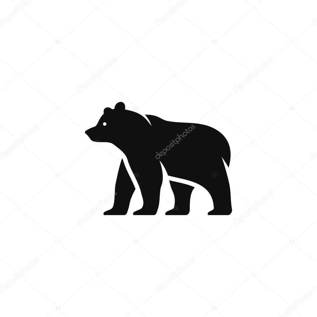 Bears silhouette clipart of bear logo vector animal symbol, isolated on white background