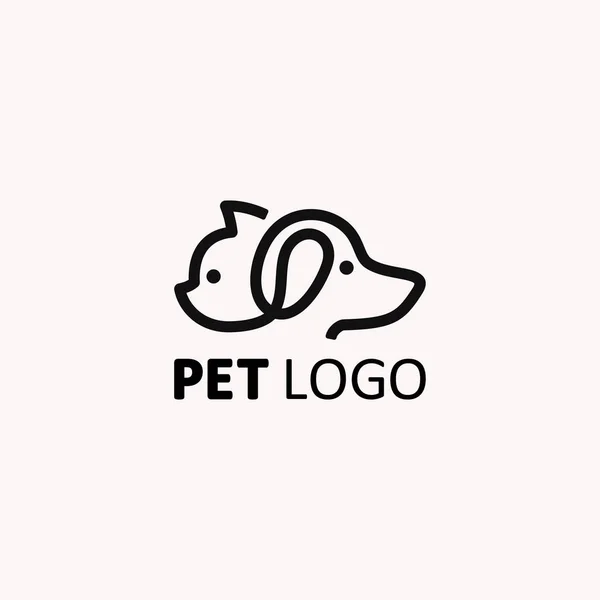 Pet Shop Lineart Simbolo Vettore Animali Domestici Negozio Logo Contorno — Vettoriale Stock