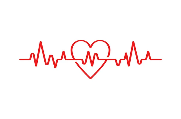 Kalp atışı kardiyogram nabzı, kalp atışı ritmi aşk çizgisinin beyaz arka planda izole edilmiş kardiyoloji dalga sembolü vektörü..