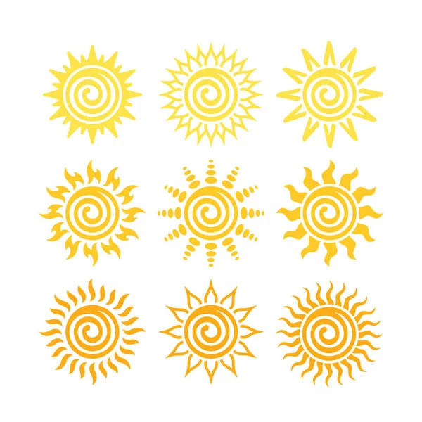 Icône Solaire Vecteur Soleils Clipart Collection Ensemble Isolé Sur Fond — Image vectorielle