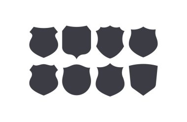 Savunma sembolünün kalkan vektörü Clipart güvenlik simgesi koleksiyonu ayarlandı