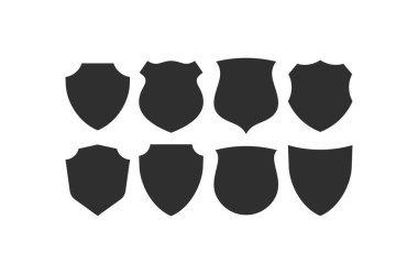 Savunma sembolünün kalkan vektörü Clipart güvenlik simgesi koleksiyonu ayarlandı