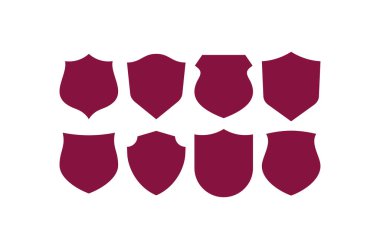 Savunma sembolünün kalkan vektörü Clipart güvenlik simgesi koleksiyonu ayarlandı