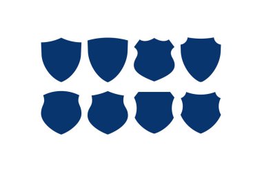 Savunma sembolünün kalkan vektörü Clipart güvenlik simgesi koleksiyonu ayarlandı