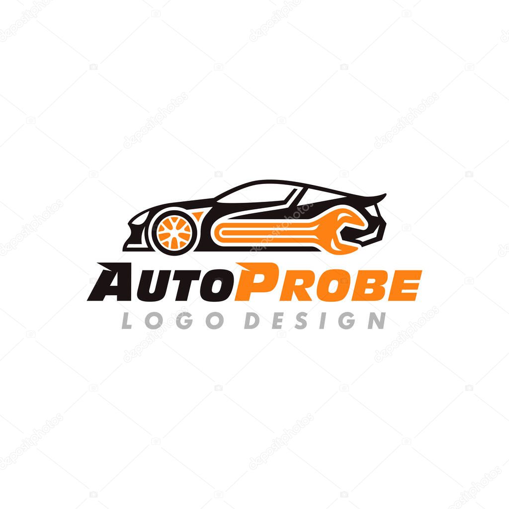 Car Repair logo vector of automobile with wrench symbol, isolated on white background