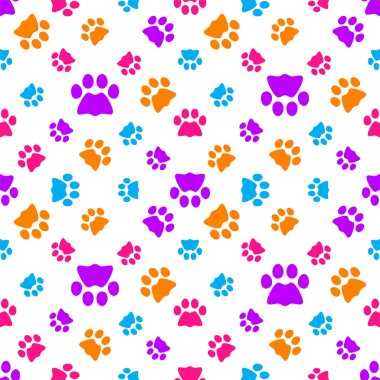 Hayvani ayak izlerinin kedi patisi izi vektörü. Dikdörtgen desenli tırnak izi.