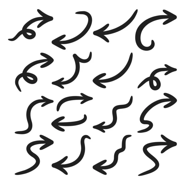 Jeu Icônes Vectorielles Flèches Dessinées Main Cliparts Symboles Flèches — Image vectorielle