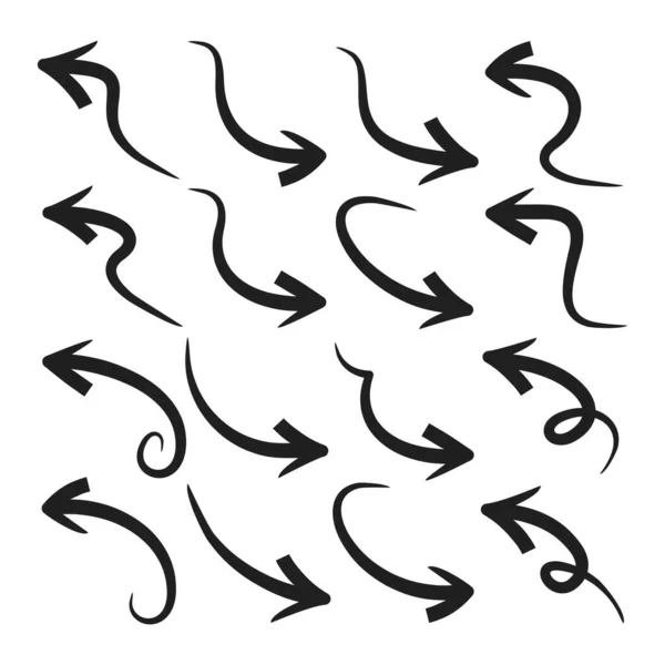 Jeu Icônes Vectorielles Flèches Dessinées Main Cliparts Symboles Flèches — Image vectorielle