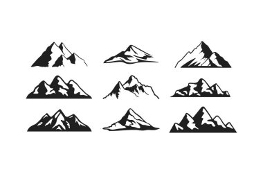 Dağ Silueti Clipart beyaz arkaplanda izole.