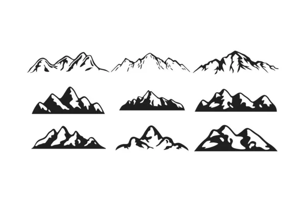 Mountain Silhouet Clipart Geïsoleerd Witte Achtergrond — Stockvector