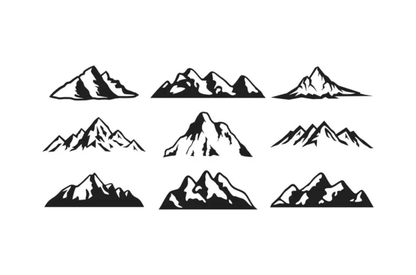 Mountain Silhouet Clipart Geïsoleerd Witte Achtergrond — Stockvector