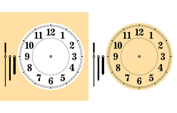 Clockfaces template vector of clock face DIY clipart, isolated on white background