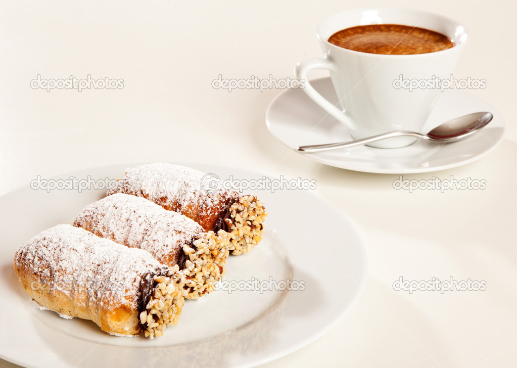 Pastries and coffee cup