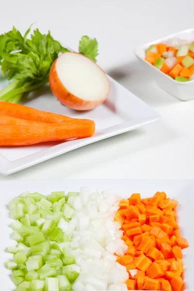 Apio, zanahorias, cebolla y verduras — Foto de Stock