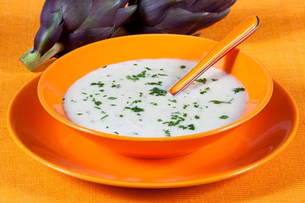 bir tabak içinde biyolojik çorba enginar