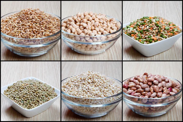 altı kase sebze ve baklagiller