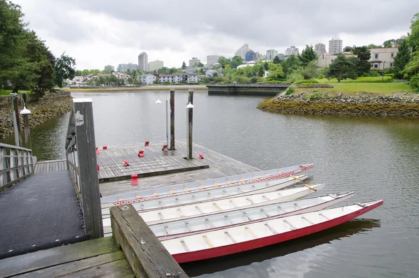Pięć łódki w fałszywe grecki, vancouver, Kanada — Zdjęcie stockowe