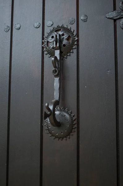 Νέο Διακοσμητικό Μεταλλικό Πόμολο Πόρτας Ξύλινη Πόρτα Closeu — Φωτογραφία Αρχείου